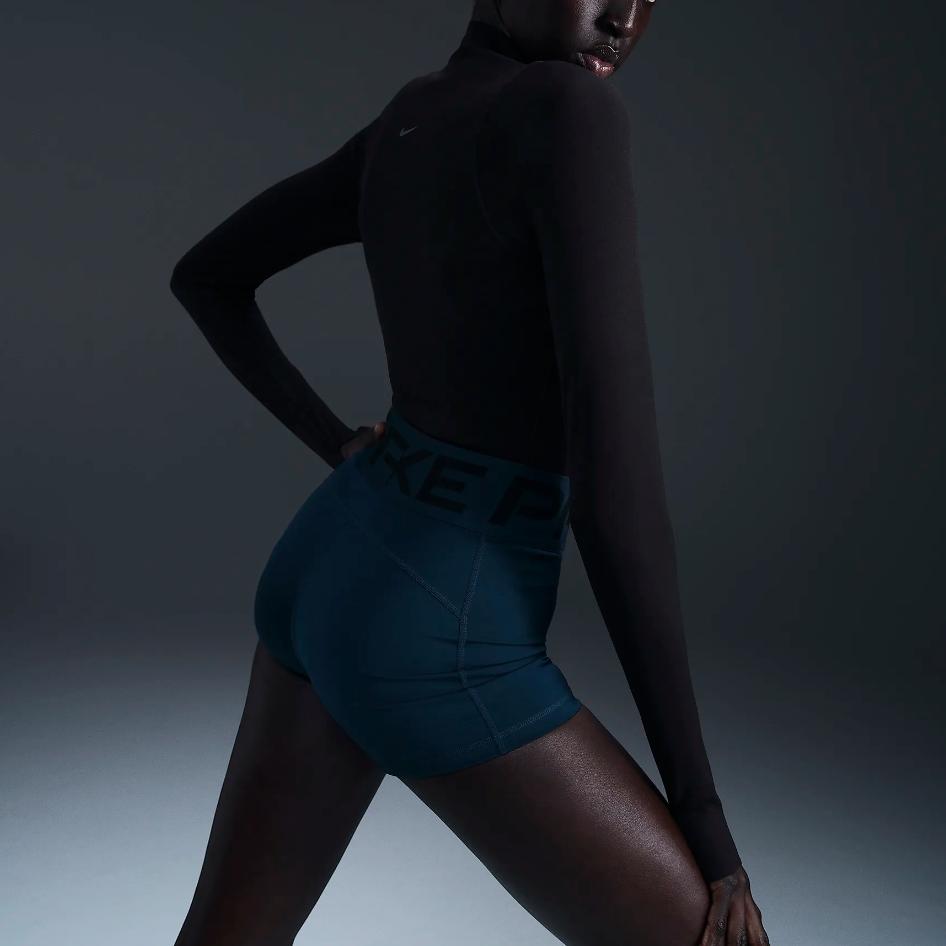 Nike Pro Sculpt Брюки для велоспорта с высокой талией и принтом букв, прилегающие, женские, низ, темно-синий FV7033-478