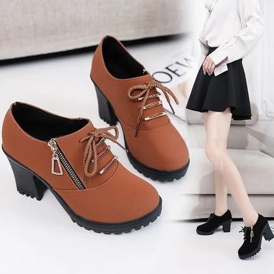 Модные женские туфли-лодочки в стиле ретро с круглым носком, осень 2024 г., новые устойчивые туфли на толстом каблуке для женщин, нескользящие туфли на толстой подошве, черные туфли на высоком каблуке