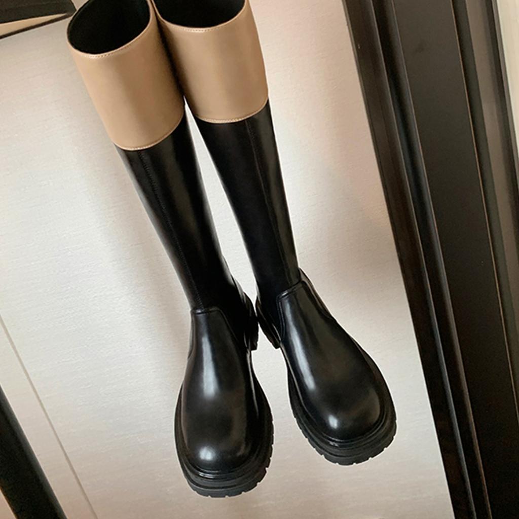 Виноградный mother studiolee цветовая гамма модные круглый носок толстая подошва толстый каблук средняя длина голенища тонкие рыцарские сапоги женские осень и зима