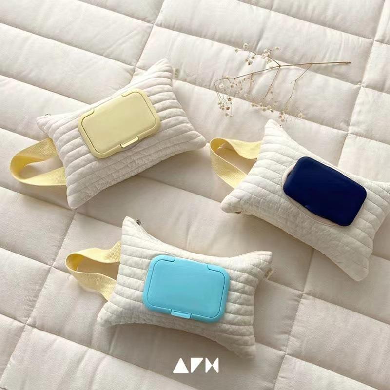 Вышитый чехол для детской коляски Съемный чехол для салфеток Держатель для бумаги Коробка для хлопковых салфеток Удобный мешок для хранения влажных салфеток