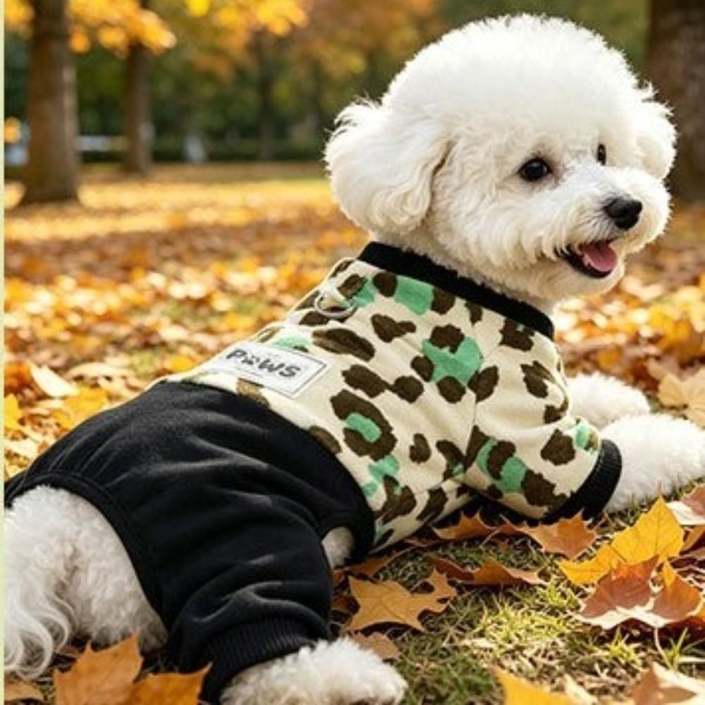 Breathable Leopard Print Pet Jumpsuit Ultra-Soft Warm Dog Jumpsuit Outdoor Wear