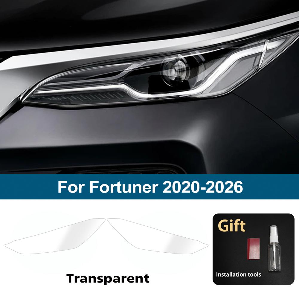 Для Toyota Fortuner 2020-2026 Дымчато-черная Заранее вырезанная Защитная пленка для фар автомобиля Антицарапина Высокоглянцевая Автомобильная виниловая пленка