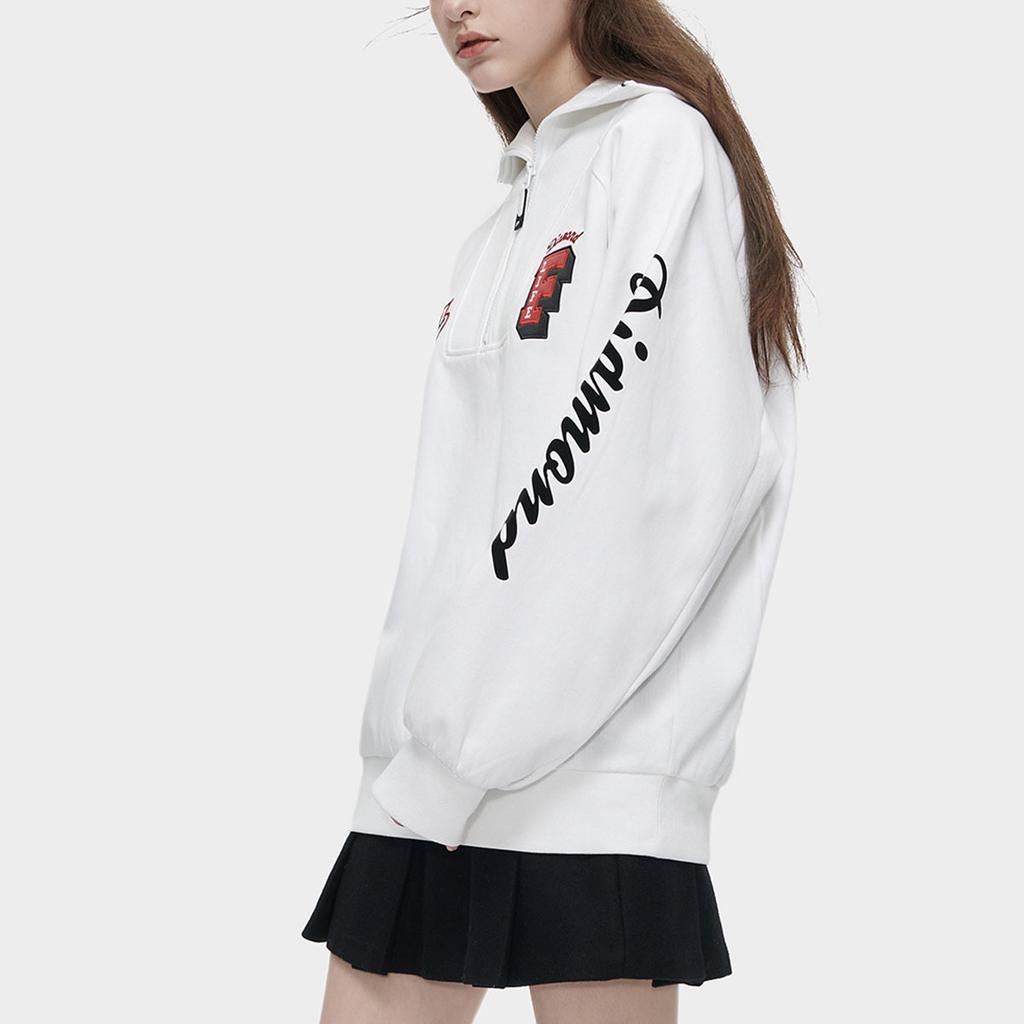 Fila Fusion Модный бренд Мать Принт Стойка Воротник Спортивный Оверсайз Пуловер Толстовка Женская толстовка Стандартный-Белый T11W342207F-WT