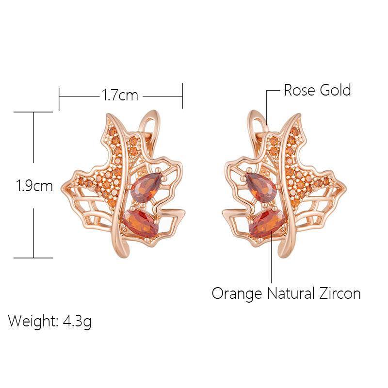 Осенние серьги Kinel с красным цирконием для женщин, ювелирные украшения цвета розового золота