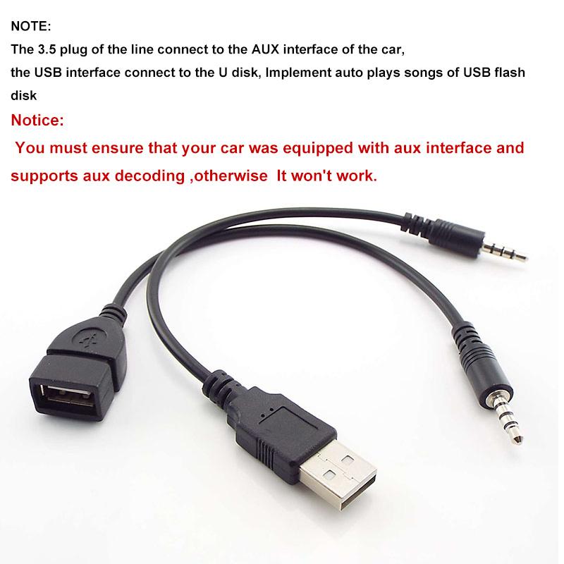 20 см Aux аудио конвертер 3,5 мм кабель-штекер к USB-разъему типа «штекер» USB автомобильный аудиокабель OTG автомобильный 3,5 мм адаптер провод шнур
