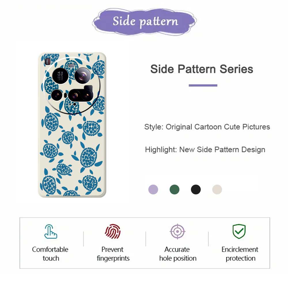 For Xiaomi 15 Ultra Case Blue Turtle Pattern Printing Straight Edge TPU Phone Back Cover