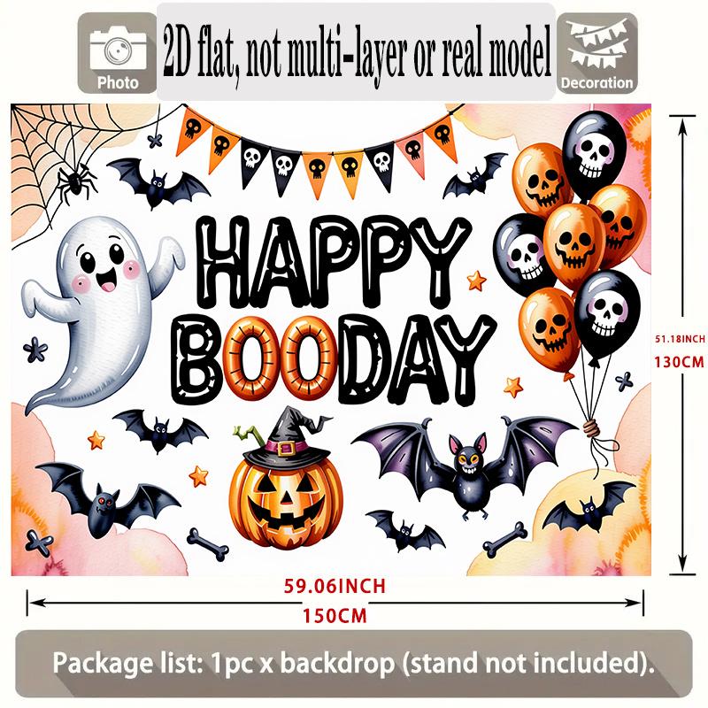 Party Backdrop Halloween Flat Banners Ghost Bats Pumpkins Skulls Celebrations Wedding Event Backdrop Decoration Front Door Decor