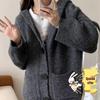 Women's Alpaca Knit Hooded Cardigan - Korean Style, Cozy & Loose for Autumn/Winter