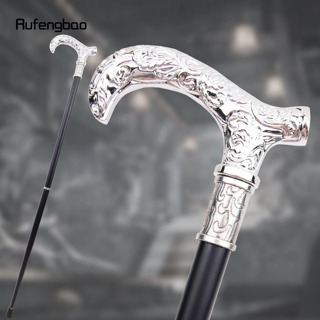 White Flower Pattern Walking Cane Fashion Decorative Walking Stick Gentleman Elegant Cosplay Cane Knob Crosier 93cm