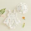 Citgeett Summer Infant Baby Girl Outfit Sleeveless Floral Print Bodysuit Dress Sun Hat Clothes Set