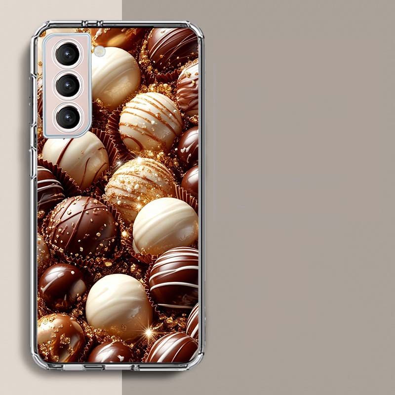 Мягкий чехол-телефон с шоколадными трюфелями для Samsung Galaxy S25 Edge S24 S23 FE S21 S20 S10 Plus S22 S26 Ultra Cover Прозрачные чехлы ТПУ C