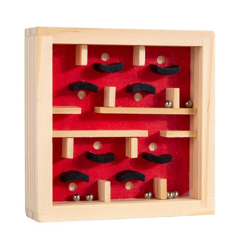 Детский деревянный лабиринт-головоломка с мраморной игрой на равновесие для развития решения проблем и координации рук и глаз