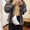 Стильная черно-бело-серебристая сумка-пельмень из мягкой полиуретановой кожи для повседневного использования с карманом для телефона