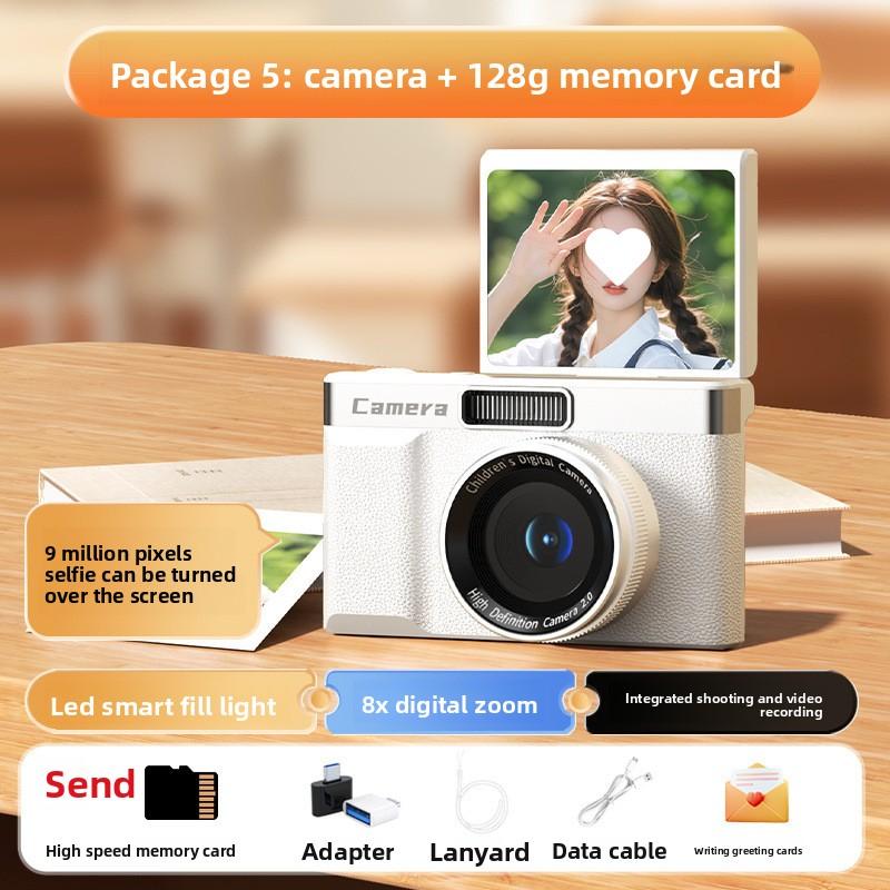 Цифровая камера с двумя камерами высокого разрешения, откидной экран, 1 миллион пикселей, студенческий кампус, ретро, доступная камера-карточка