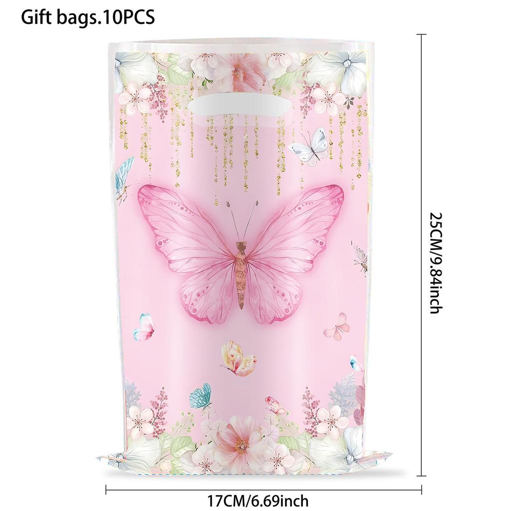 Pink Butterfly Spring Tea Party Tableware: Disposable Cups, Napkins & Banners