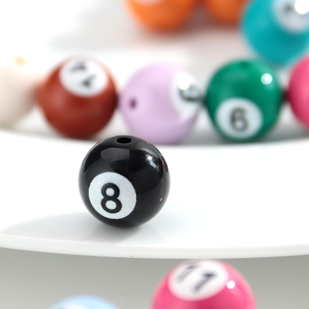 16mm Acrylic Billiard Ball Number Beads, Pool Ball Style Loose Spacer Beads for DIY Bracelet Necklace Jewelry Making Supplies