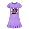 4804 Kids Girls Mira Zoey Rumi Printed Ruffle Short Sleeves Casual Dress