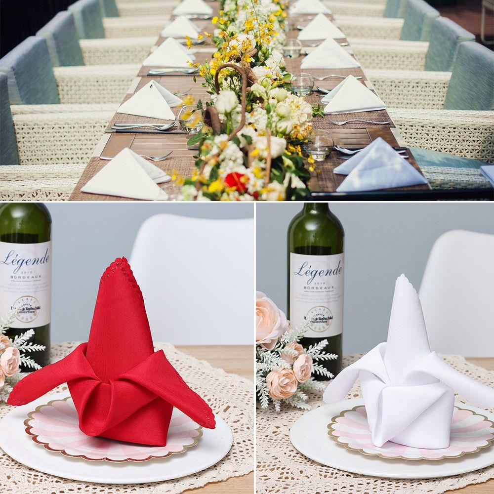 Party Supplies Washable Soft Solid Red Wedding Table Cloth Dinner Napkins Cloth Napkins