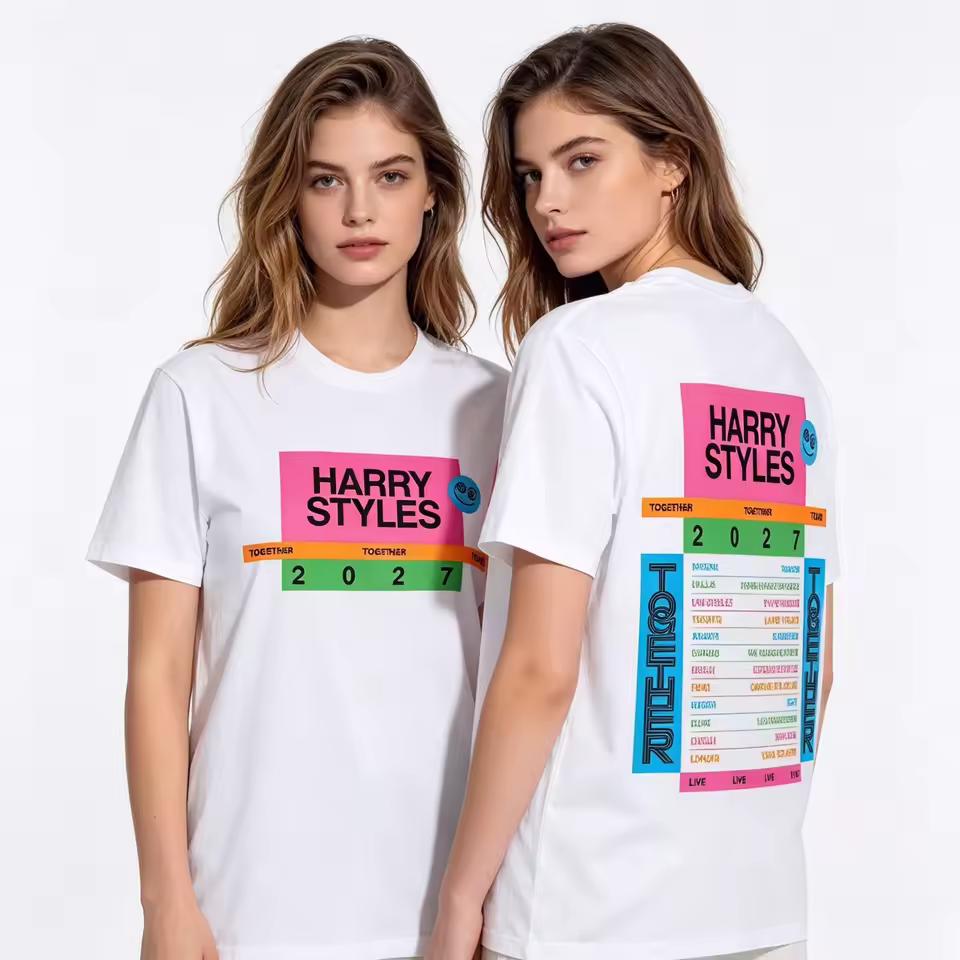 Summer Hot Sale Harry Styles Together Together Tour 2027 Double Sided Print T-shirts Y2K Men Women Trendy Gothic Round T-shirt