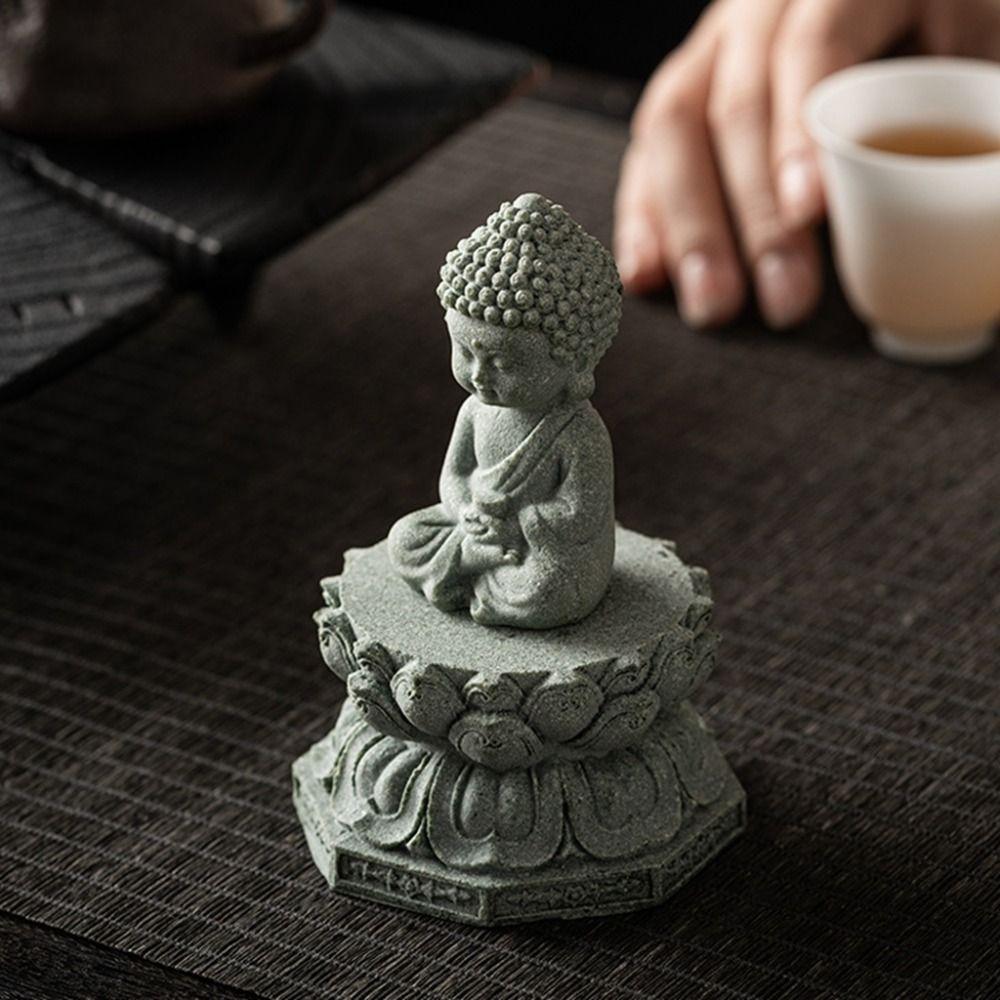 Sandstone Buddha Tea Pet Mini Little Monk Figurine Aquarium Buddha Statues Desktop