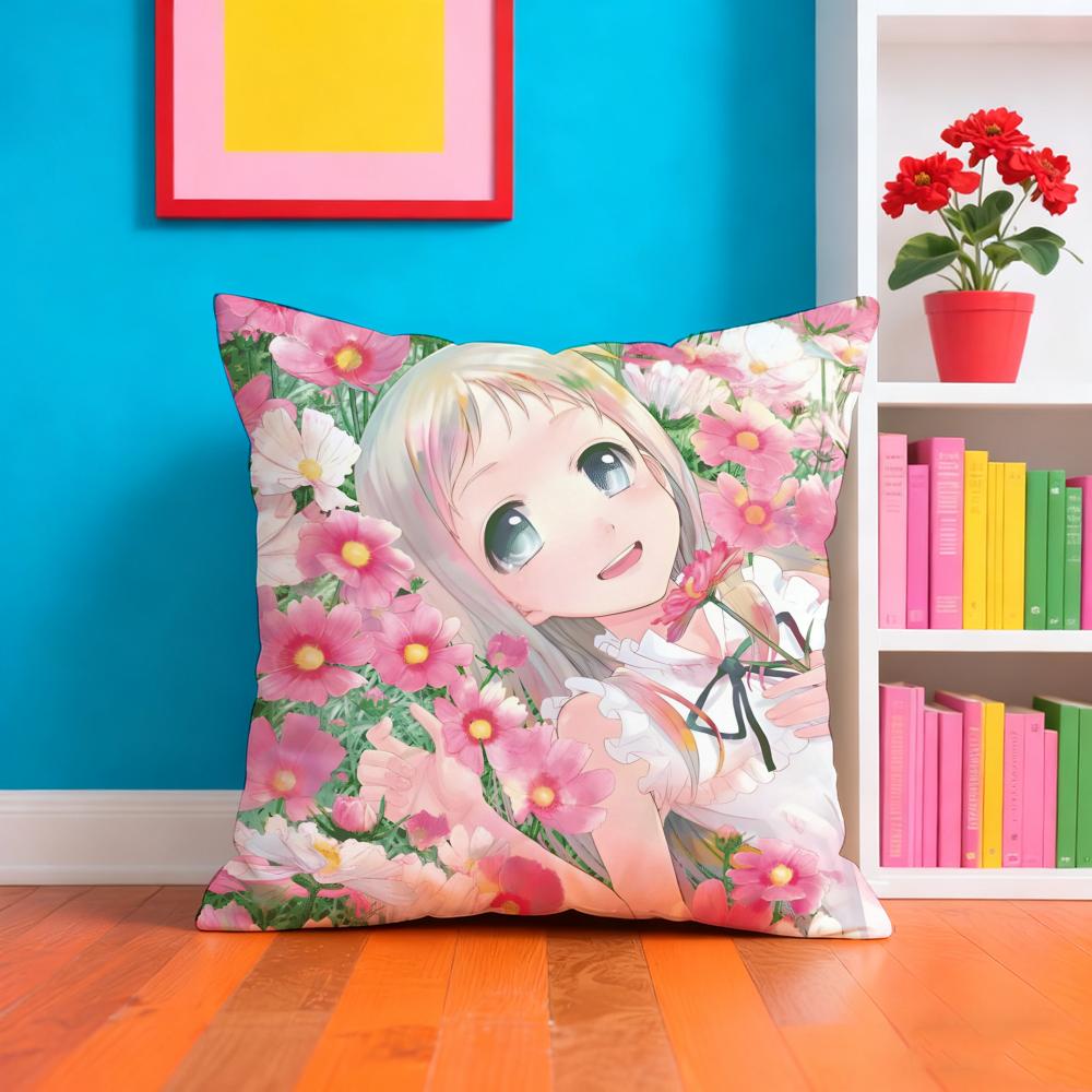 A-anoHana Аниме Модная Наволочка Наволочка Плюшевая Ткань Мягкая Двусторонняя Печать Домашний Диван Высококачественная Подушка
