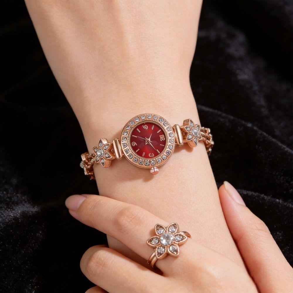 Rhinestone Quartz Watches Diamond Studded Watch Strap Wrist Decoration Circle Shaped Watch  Gift