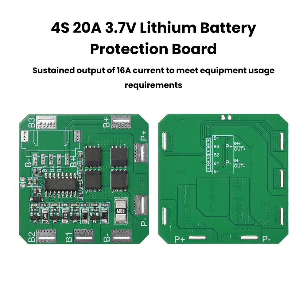 4S 20A 3.7V BMS PCM Lithium Battery Protection Board 16A Continuous Output Passive Balancing for Polymer Battery Pack