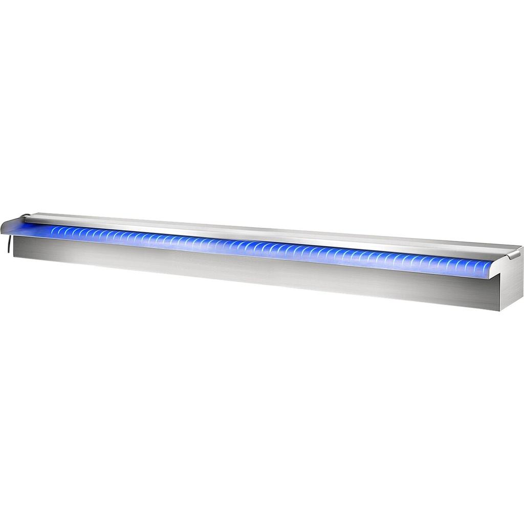 Colorful LED swimming pool waterfall spillway in stainless steel 120x11.5x8 cm