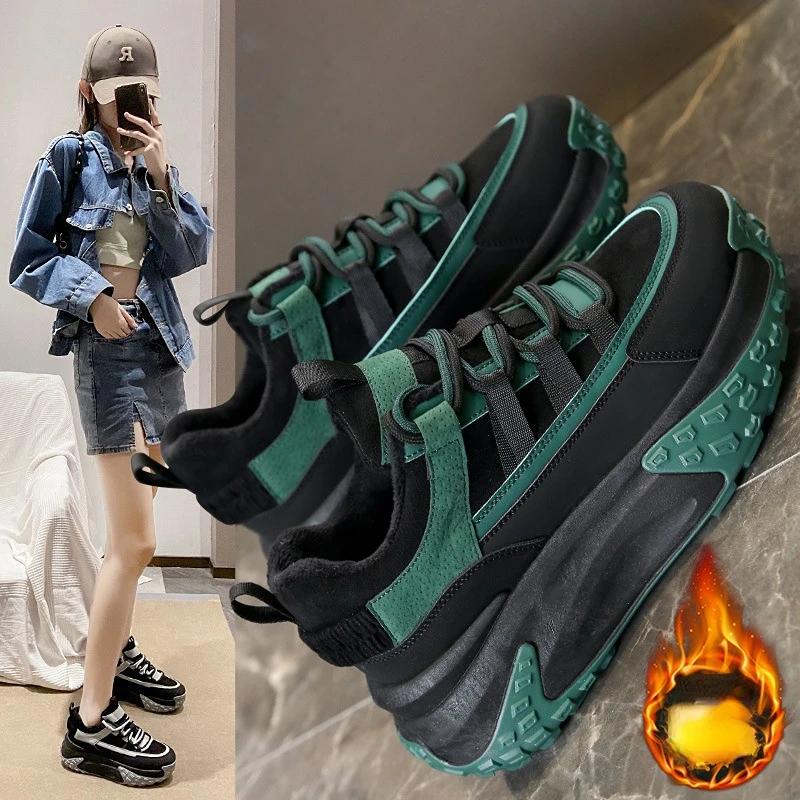 Fashion Woman Fashion Vulcanize Shoes Warm High Top Sneakers 2025 Autumn Platform Sneakers Mesh Ladies Footwear Casual Ladies Footwear