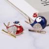 Cute Bird Brooch Japanese Diamond-Encrusted Animal Pin Suit