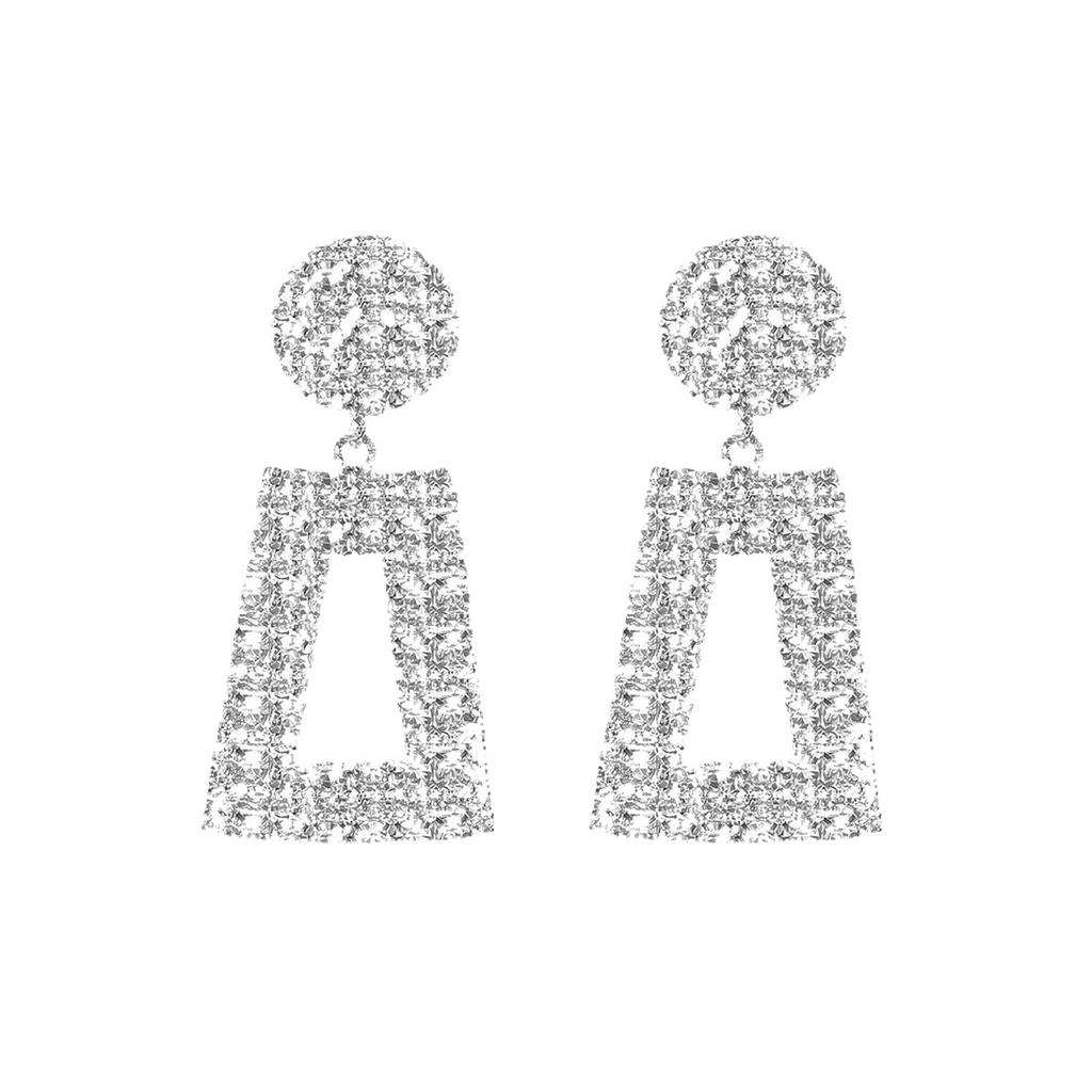 Темперамент и роскошь супер-вспышка полные бриллиантовые длинные серьги высокого уровня чувство геометрические полые серьги женские серьги 1 пара