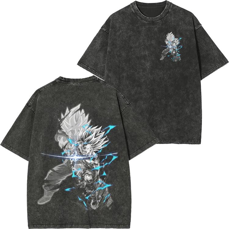 Dragon Ball Animation Printed Tshirt Mens and Womens Washed Tshirt High Quality Vintage Cotton Tshirt Harajuku Tops