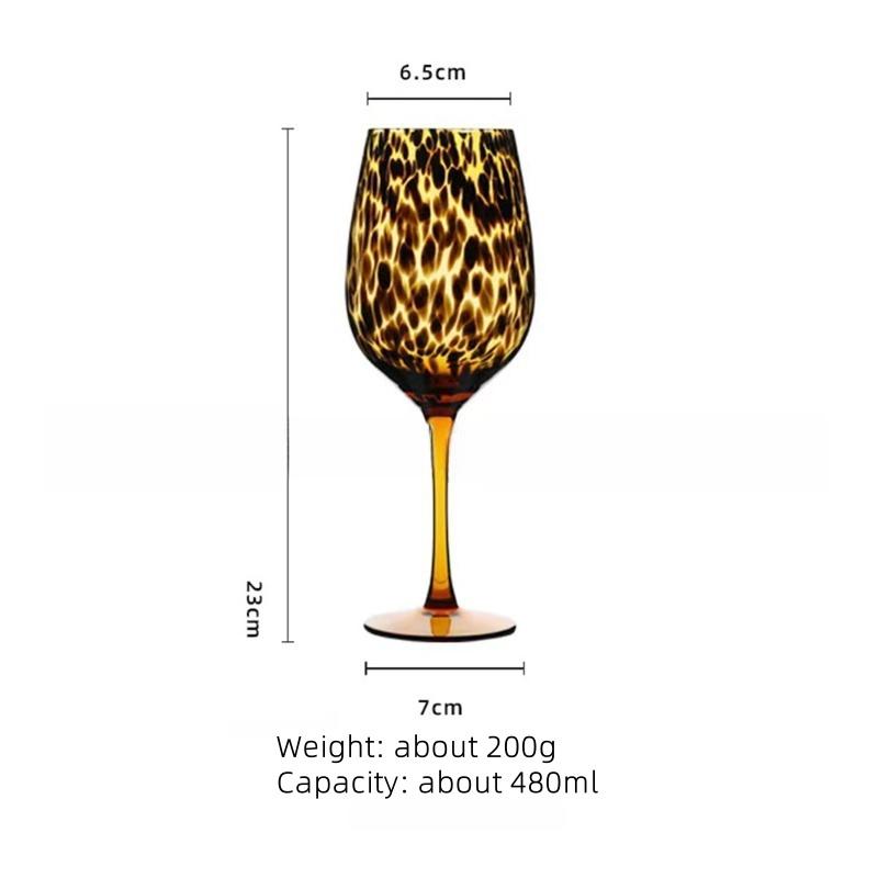 Бокал для вина Винтажный Бокал с леопардовым принтом Бордовый Бордоский Художественный бокал Коктейль Виски Винные бокалы Домашние кухонные аксессуары