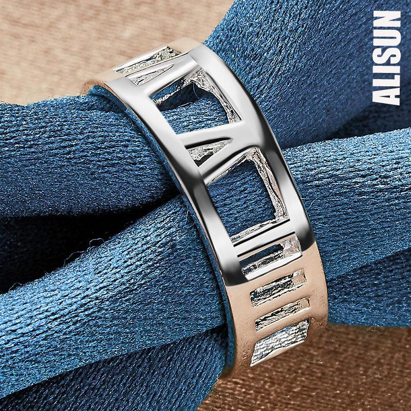 Кольцо из стерлингового серебра 925 пробы с полыми римскими цифрами, модные свадебные украшения