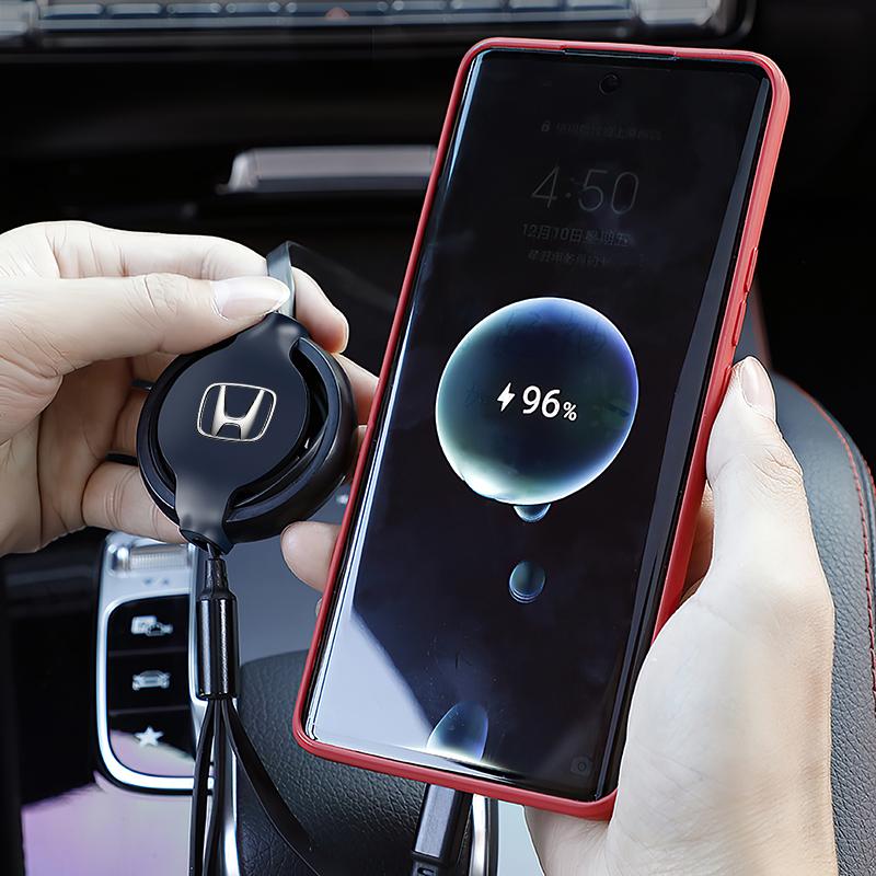 pzsh2 Car Interior Charging Data Cable Scalable 3 In 1 Phone Charger For Honda civic accord fit jazz pilot CRV odyssey passport city