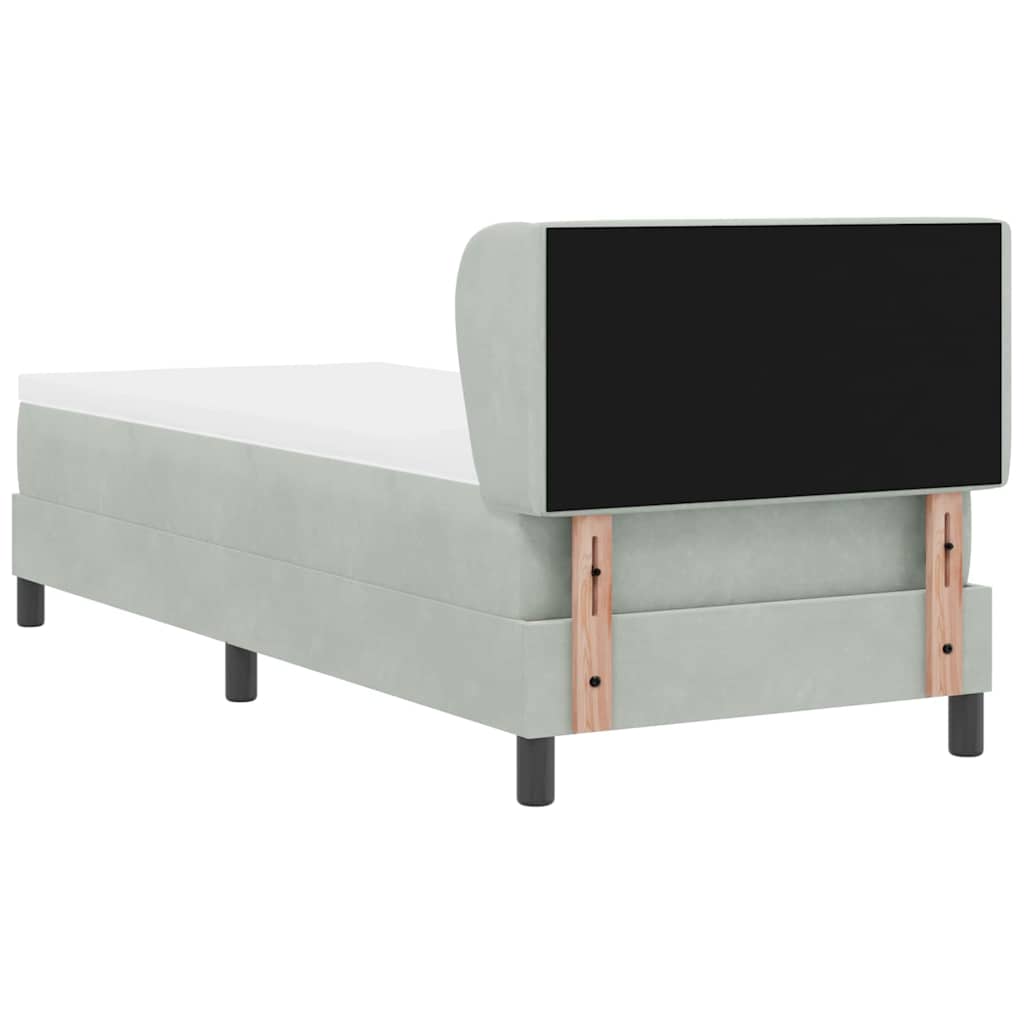 Box Spring Bed with Headboard Light Grey 80 x 200 cm Velvet