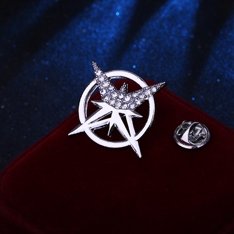 Корейская мода металлическая звезда брошь булавки горный хрусталь значок на лацкан мужской костюм рубашка воротник роскошные броши ювелирные изделия подарки