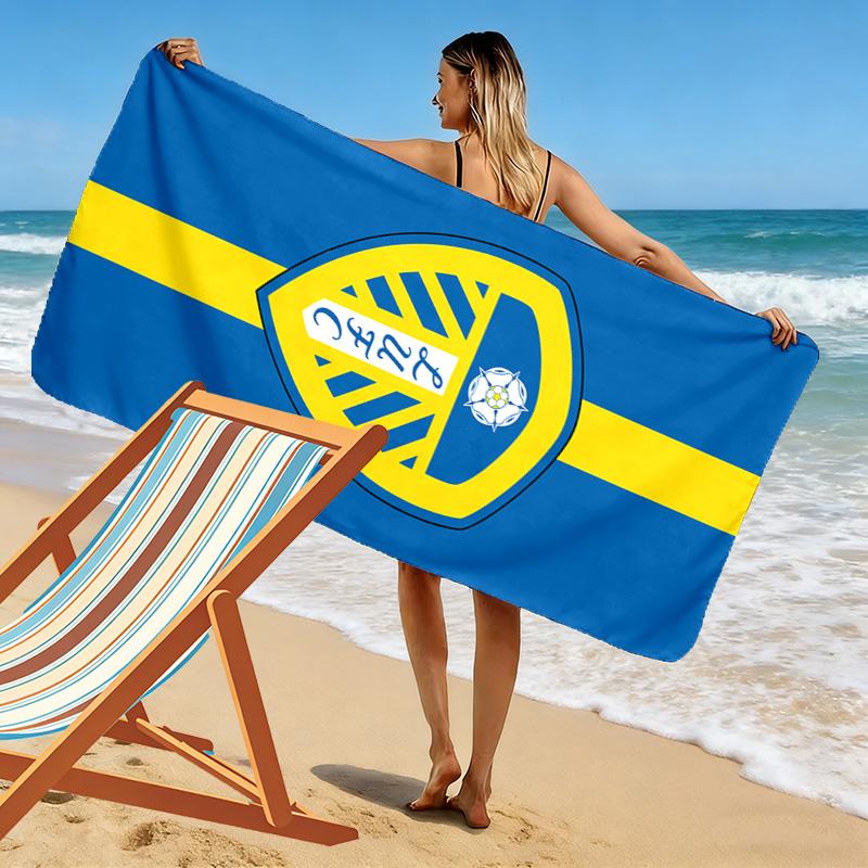 Leeds United 2D Flat Print Beach Towel, Large Soft Quick Dry Towel for Beach Camping Swimming