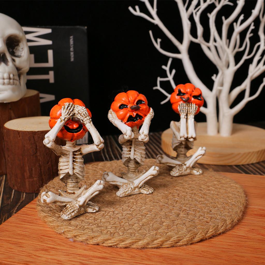 Horror Resin Pumpkin Skull Decor Set For Halloween Party And Home Yard Display