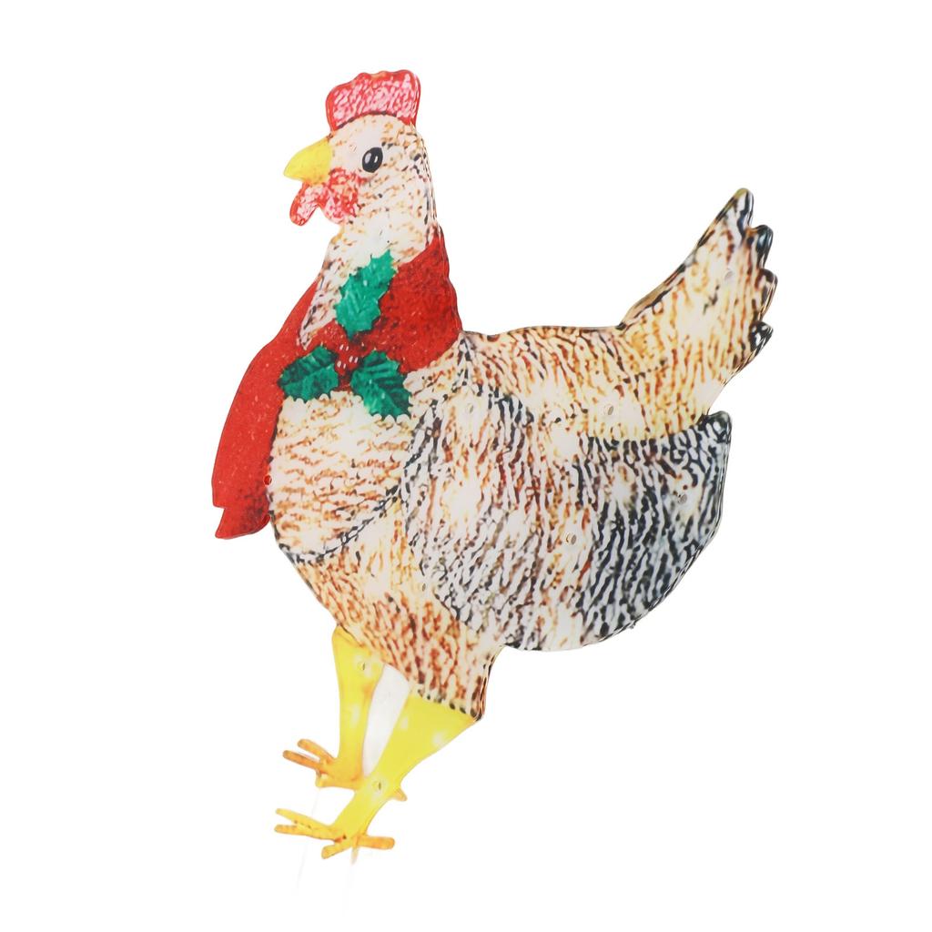 Xmas Chicken Shape Decorative LED Lights Light Up Xmas Decor with Scarf for Indoor Outdoor Room Yard