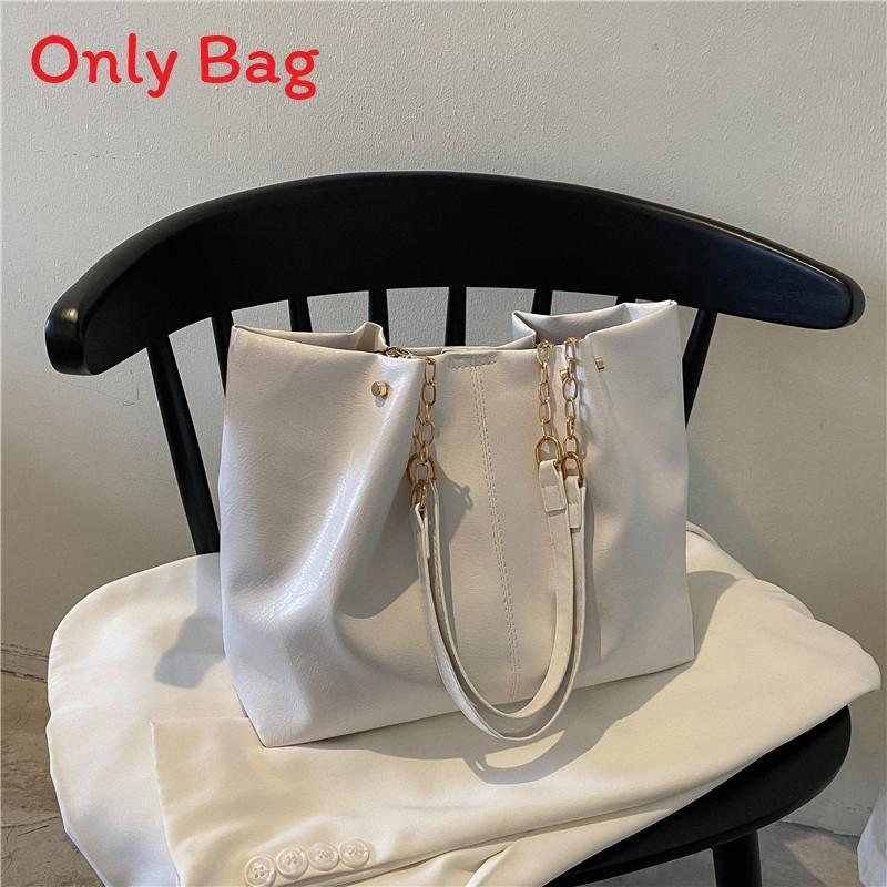 Womens Oversized Tote Bag Pu Material With Chain Detail For Casual Outings