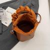 Drawstring Design Water Bucket Bag Women Solid Vegetable Basket Handheld Crossbody Bag Autumn Winter New High End Wedding Bag