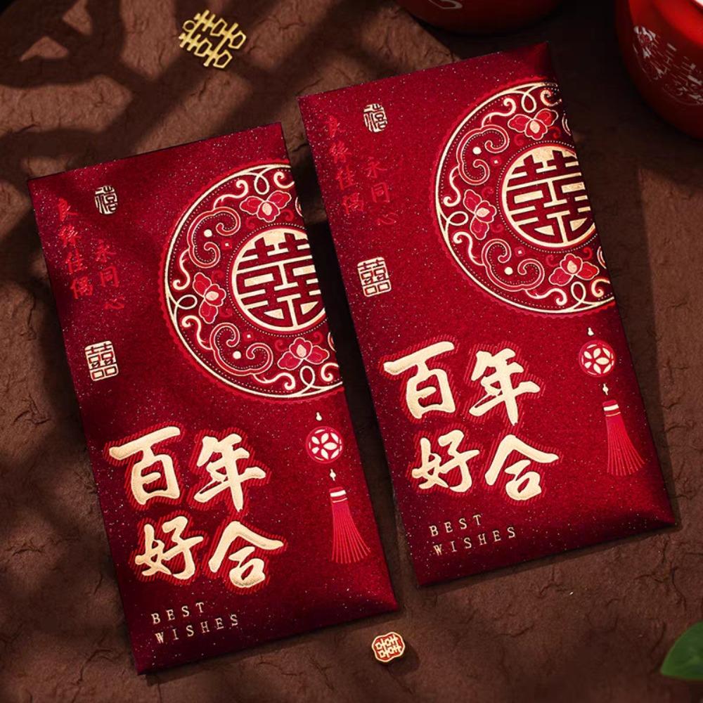 6pcs Hot Gold 2026 Horse Year Red Envelope Art Paper Gift Envelope Lucky Money Bags  Birthday