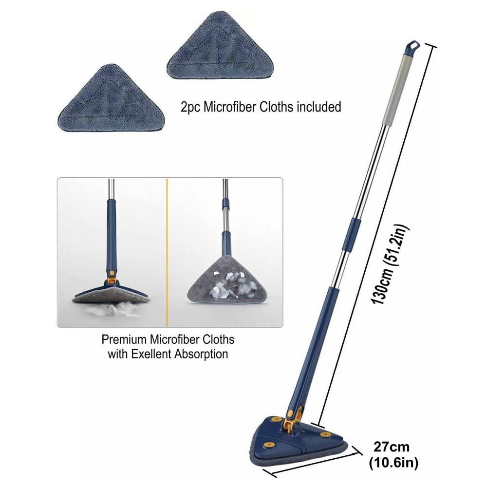 Треугольная швабра, вращающаяся на 360 °, выдвижная регулируемая чистящая швабра для пола из плитки в ванне