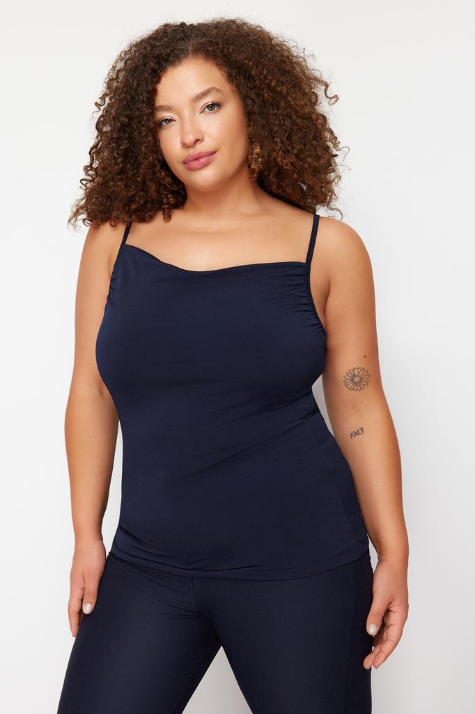 Женская мода новая блузка большого размера темно-синяя песчаная трикотажная блузка большого размера