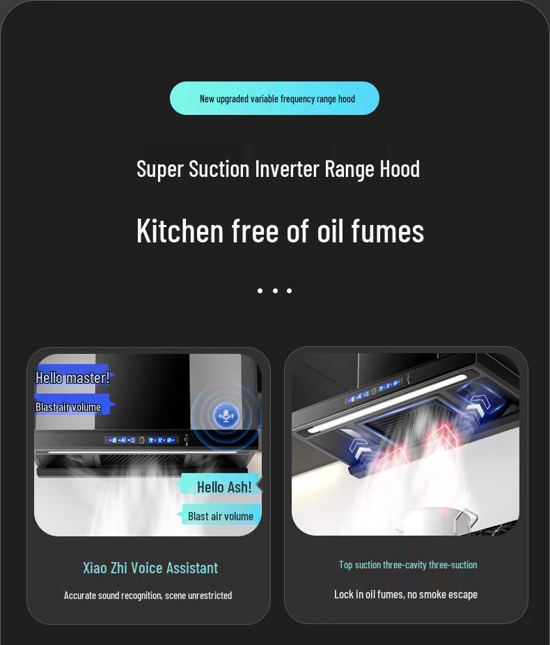European Style High Suction Kitchen Range Hood: Top Mount T-Type with Automatic Cleaning.