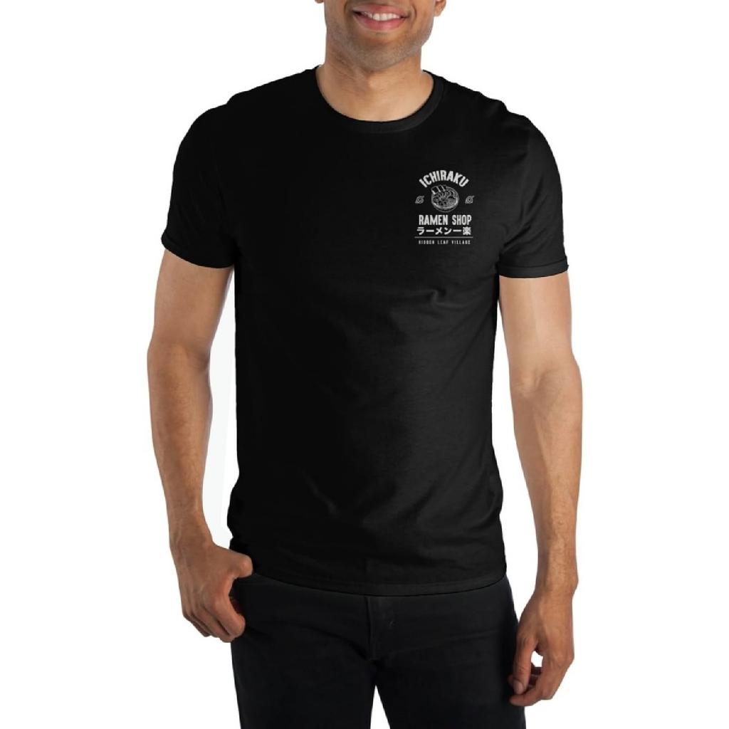 Bioworld Naruto Ichiraku Ramen Shop Large Print Mens T-Shirt Black