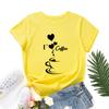 I Heart Coffee Cotton T-Shirt Short Sleeve Round Neck Women 2d Print Tops