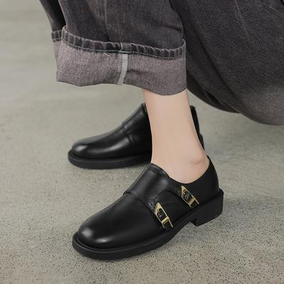 2024 Ретро Туфли для Женщин Винтаж Круглый Носок Простые Туфли Женские Мягкие Кожаные Низкие Каблуки Слипоны Качественные Европейские Оксфорды