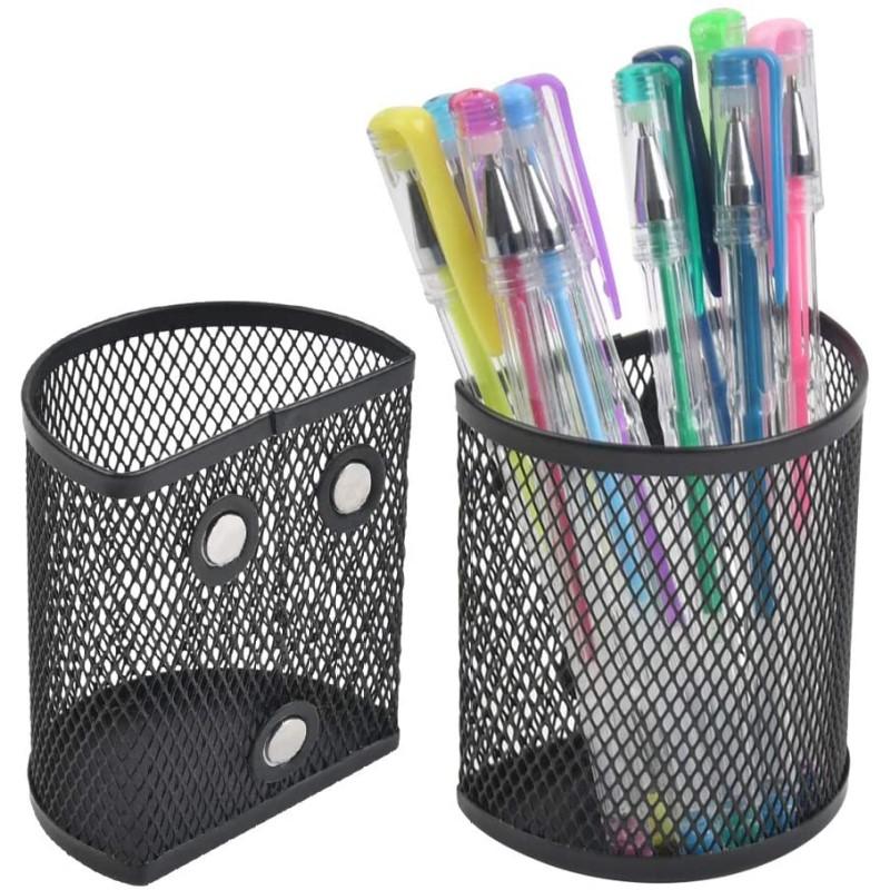 Magnetic Pencil Holder Half Circle Pen Holders Fridge Magnet Black